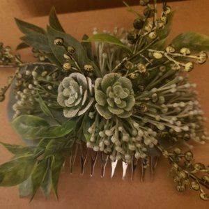 Boho Faux eucalyptus / greenery hair comb